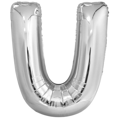 GLOBO LETRA U PLATA 100 CM