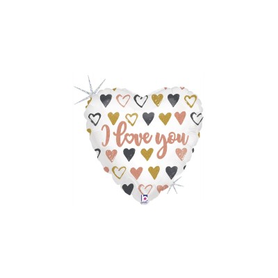 GLOBO CORAZON ¨I LOVE YOU¨ GLITTER 18'