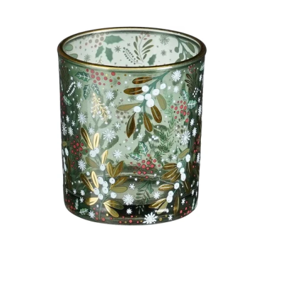 PORTAVELA CRISTAL VERDE NAVIDAD 8 CM
