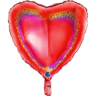GLOBO CORAZON ROJO HOLOGRAFICO 18'