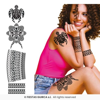 TATUAJES MAORIES, 14X30 CM TORTUGA