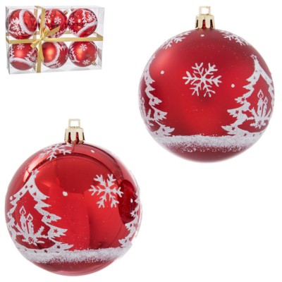 BOLAS DECORADAS PLASTICO ROJA 6 UND