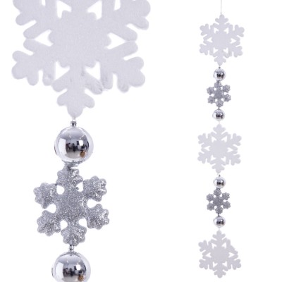 COLGANTE ESTRELLA NIEVE PLATA 95 CM