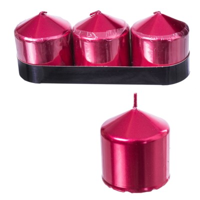 3 VELONES ROJO METALICO 5 X 5 CM